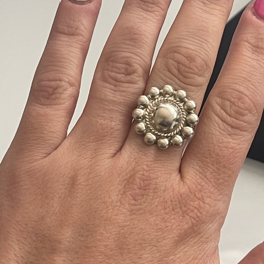Fred Harvey Inspired Vintage Sterling Silver Adjustable Ring